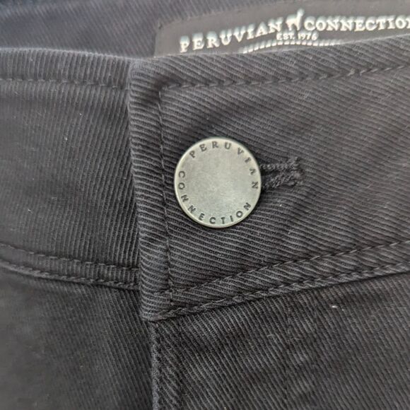 Peruvian Connection Evie Cropped Pants Black Jeans Size 4 - Picture 9 of 10